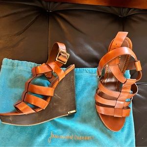 Jean-Michel Cazabat wedges - brown leather wedge sandals.